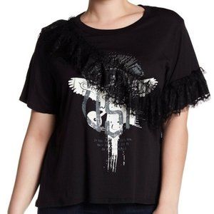 NO ONE CARE BLACK LACE EAGLE GRAPHIC S/S T-SHIRT